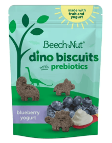 Beech-Nut Dino Biscuits with Prebiotics Blueberry Yogurt Baked Toddler Snack, 5 oz Bag
