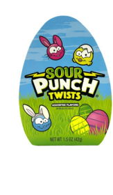 Easter Egg Boxes Filled with Sour Punch Twists Candy, Form Solid, Piece Count 1