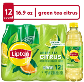 Lipton Iced Green Tea, Citrus Bottled Tea Drink, 16.9 oz, 12 Bottles