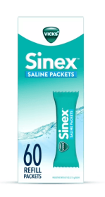 Vicks Sinex Saline Nasal Rinse Refill Packets, Nasal Decongestant for Sinus Relief, 60 Count