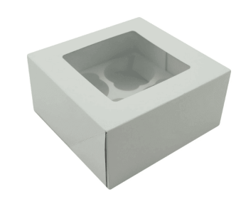 Way To Celebrate! 4 Cavity White Treat Boxes with Window, 3-Count