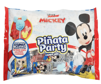 Flix Candy Mickey Pinata Party Candy Bag Filler, 14.1 oz, 20 Piece Bag