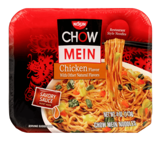 Nissin Foods Chow Mein Instant Noodles, Chicken Flavor, 4.0 oz Tray, Shelf-Stable