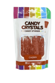 Hilco Candy Crystals Cherry Flavored, Candy Stirrers, 4.23 oz, 8 Pack Regular Size