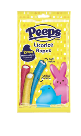 Peeps Filled Licorice Ropes, Marshmallow Flavored, 3 Colors, Easter Candy, 9 Count - (45 Grams)
